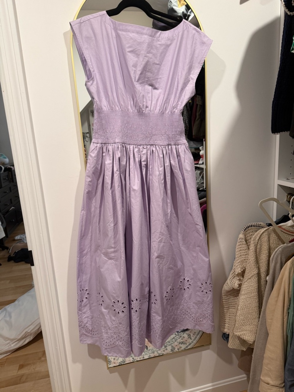 J. Crew Lavender Midi Dress with Eyelet Hem